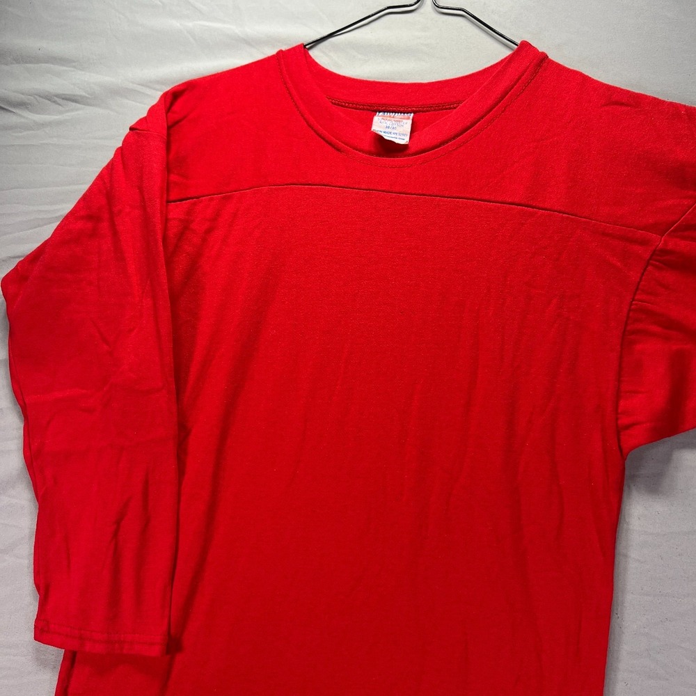 True Vintage Shirt Mens Small Red Long Sleeve Football Style Sports Empire 80s